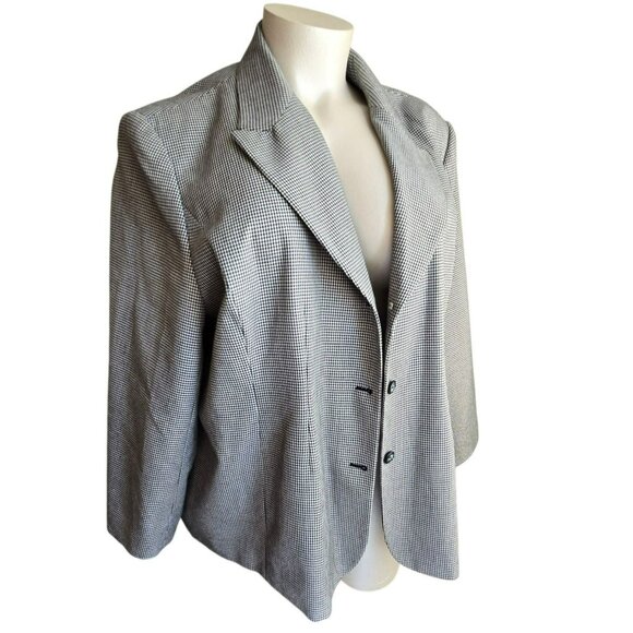 Vintage Houndstooth Womens Blazer Jacket Button Front Black White Size 30 JJ4025 - Picture 1 of 7